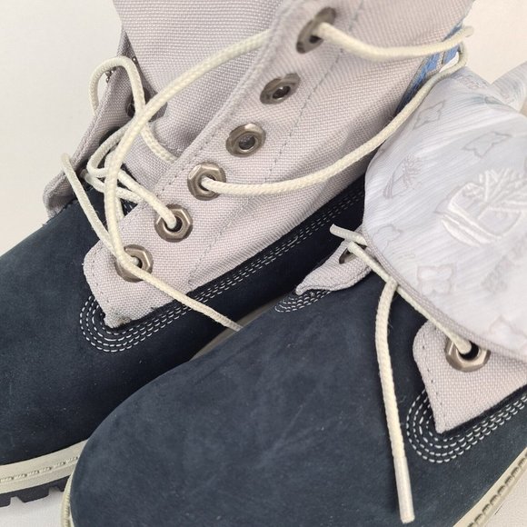 Timberland Roll Top Boys Boots Waterproof Navy Leather Winter New - Picture 11 of 12